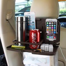 SHUNWEI SD-1509 Auto Auto Sedile Posteriore Pieghevole Tavolo Bere Cibo Portabicchieri Vassoio Supporto Scrivania Multiuso Vassoio Da Pranzo Da Viaggio (Marrone)
