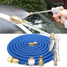 25ft 2.5m tubo telescopico morbido per uso domestico auto ad alta pressione per lavaggio pistola ad acqua spruzzatore ugello set per irrigazione da giardino (blu)