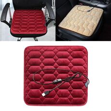 Tappetino riscaldato riscaldato invernale per cuscino riscaldante per sedile USB per auto, stile: quadrato (rosso)