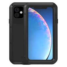 Custodia protettiva antipolvere impermeabile antiurto in metallo LOVE MEI per iPhone 11 (nera)