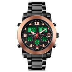 SKMEI 1642 Vuoto elettronico luminoso a tre volte, orologio elettronico di supporto (oro rosa)
