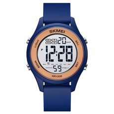 SKMEI 1758 Multifunzionale LED Digital Display Digital Silicone Strap Silicone Guarda elettronica (blu scuro)