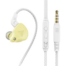 QKZ AK6-x 3,5 mm Auricolare con anello in orecchino con microfono, lunghezza del cavo: circa 1,2 m (limone giallo)
