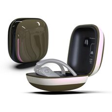 Custodia protettiva per auricolari wireless in silicone + PC con superficie a specchio per Beats Powerbeats Pro (verde scuro + bianco)