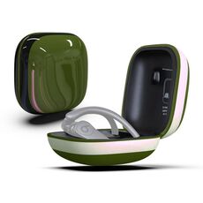 Custodia protettiva per auricolari wireless in silicone + PC con superficie a specchio per Beats Powerbeats Pro (verde + bianco)