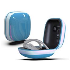 Custodia protettiva per auricolari wireless in silicone + PC con superficie a specchio per Beats Powerbeats Pro (blu + bianco)