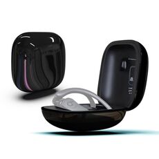 Custodia protettiva per auricolari wireless in silicone + PC con superficie a specchio per Beats Powerbeats Pro (nero)