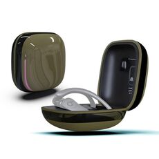 Custodia protettiva per auricolari wireless in silicone + PC con superficie a specchio per Beats Powerbeats Pro (verde scuro + nero)