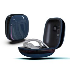 Custodia protettiva per auricolari wireless in silicone + PC con superficie a specchio per Beats Powerbeats Pro (blu scuro + nero)