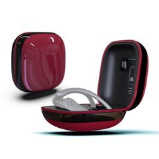 Custodia protettiva per auricolari wireless in silicone + PC con superficie a specchio per Beats Powerbeats Pro (rosso scuro + nero)