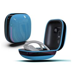 Custodia protettiva per auricolari wireless in silicone + PC con superficie a specchio per Beats Powerbeats Pro (blu + nero)