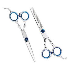 Kit di forbici da taglio piatte per parrucchiere, 2 pezzi/set per taglio professionale dei capelli (blu)