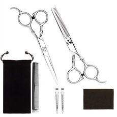 Kit di forbici da taglio piatte per parrucchiere, 7 pezzi/set per taglio professionale dei capelli (oro argento)