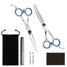 Kit di forbici da taglio piatte per parrucchiere, 7 pezzi/set per taglio professionale dei capelli (blu)