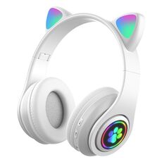 B39 Cat Ear Design LED Light Light Light Wireless Auricolare Bluetooth (bianco)