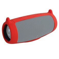 Coperchio protettivo in silicone portatile altoparlante con tracolla e moschettone per la carica JBL 5 (rosso)