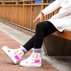 2 paia 905-A Children Piovy Day Cartoon Pattern Cover per scarpe impermeabile (Balena rosa m)
