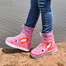 2 paia 905-A Children Piovy Day Cartoon Pattern Cover per scarpe impermeabile (rosa coniglio S)