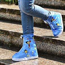 2 paia 905-A Children Piovy Day Cartoon Pattern Cover per scarpe impermeabile (sport blu L)