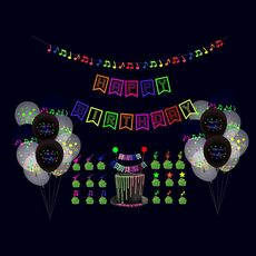 43 in 1 decorazioni fluorescenti di partito fluorescenti lettere fluorescenti di compleanno tiro flag torta inserto palloncino