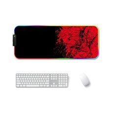 300x800x3mm F-01 Transfer termico in gomma RGB Luminoso Pad Mouse antiscivolo (volpe rossa)
