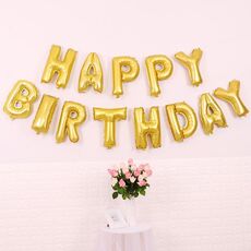 2 PCS 16 pollici Buon compleanno Lettera di compleanno in alluminio Palloncino Balloon Birthday Decoration Decoration Decorazione: (Golden classico)