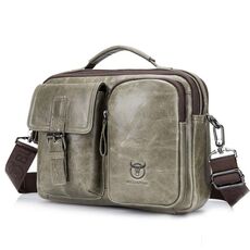 Bull Captain 036 Uomo Borsa a tracolla in pelle Retrò Borsa a tracolla da bovina da first-load (beige)