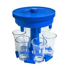 6 tazze di vino Distributore di vino Distribuzione automatica Vino Vino con Gioco Turttable, Stile: Blu rotondo con tazza trasparente
