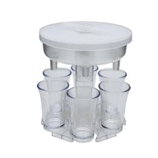 6 tazze di vino Distributore di vino Automatic Diversion Wine Versatore con Gioco Turttable, Stile: Turno trasparente con tazza trasparente