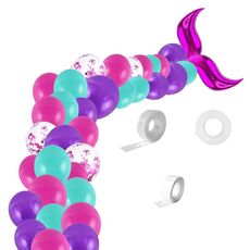 5011 Birthday Party Decorazione 12 pollici Mermaid Tail Latex Balloon set (Rose Red)