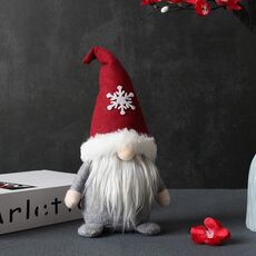 Bambola senza volto con cappello Christmas Dwarf Plush Bambola (fiocco di neve)
