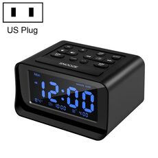 LED Digital Bedroom Survey Orologio con USB Ricarica PORTA CLOCK CLOCK Temperatura elettronica Piattaforma elettronica Orologio, Specifiche: Spina USA (nero)