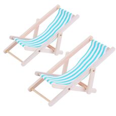 2 pz 1:12 Beach Lounge Sedia Sedia Simulazione Modello Spiaggia da esterno Scena da tiro Puntelli da tiro possono essere piegati (Sky Blue)