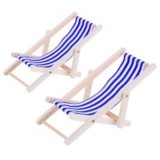 2 Pz 1:12 Beach Lounge Sedia Sedia Simulazione Modello Spiaggia da esterno Scena da tiro Le puntelli possono essere piegati (Royal Blue)