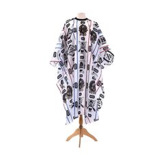 2 PZ W114 Parrucchiere a strisce semplice Stampa di stoffa Scialle oliata Grembiule domestiche (bianco)