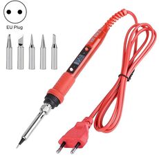 TEMPERATURA LCD metallizzato Regolazione della regolazione del saldatore e della punta del saldatore Set strumento di saldatura del saldatura elettrica Strumento di saldatura del saldatura elettrica (220 V tappo dell'UE testa d'argento rossa)