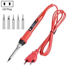 TEMPERATURA LCD METALLICA LCD Regolazione Saldatore e saldatura Supporto Set Set Strumento di saldatura per saldatura elettrica Strumento di saldatura per saldatura elettrica (110 V Pluppo US Silver Head Red)