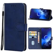Cassa del telefono in pelle per Alcatel 3x 2019 (blu)