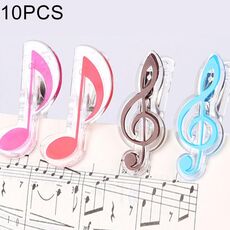10 PCS PP Materiale Acciaio inossidabile Molla Musica Note Forma Libro Clip Portapagine Deluxe, consegna a colori casuali
