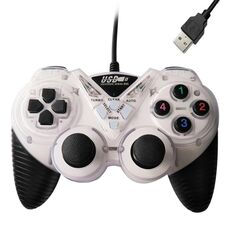 Gamepad con vibrazione cablata PC USB Controller Joystick Maniglia di gioco (bianca)
