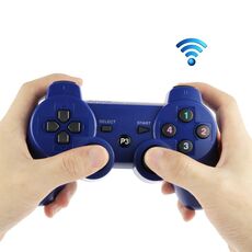 Controller wireless Double Shock III, Manette Sans Fil Double Shock III per Sony PS3, con azione di vibrazione (con logo) (blu)