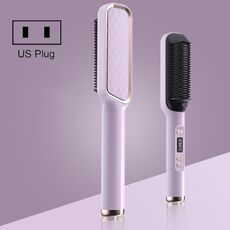 ZF-888 60W Dual-Purpose Splint Electric Curling Comb For Straight Hair And Curly Hair US Plug(Purple)