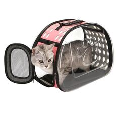 Pacchetto di uscita della capsula dello spazio trasparente dell'animale domestico, dimensione: piccola (rosa)