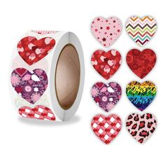 10 pz Roll Pack Valentine Day Heart Love Sticker Etichetta autoadesiva, Dimensioni: 2.5 cm / 1 pollice (A-263)
