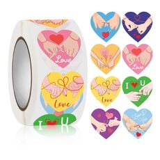 10 PCS Roll Pack Valentine Day Heart Love Sticker Etichetta autoadesiva, Dimensioni: 2.5 cm / 1 pollice (K-155)