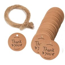 5 borse 100 pz / borsa Tag regalo di carta kraft con corda di canapa 20m (L-09)