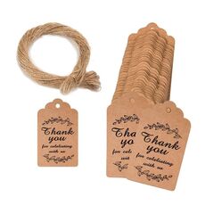 5 borse 100 pz / borsa Tag regalo di carta kraft con corda di canapa da 20 m (L-13)