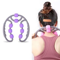 Massaggiatore per gambe a forma di anello con otto rulli rotondi per allenamento yoga (viola)
