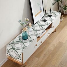 Home TV Cabinet Cabine Cabinet CHENILLE POLIESTERE TAPPA TABALLOTH, Dimensioni: 35x220cm (fiore verde)