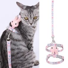 Testa di coniglio Tipo Anti-Breakaway Cat Guinzaglio regolabile Guinzaglio, Dimensioni: Grande Adatto per 3-6 kg (rosa)